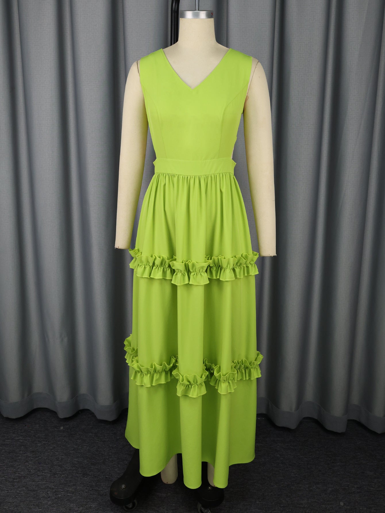High-grade Waist Hollow Sexy V-neck Party Dress