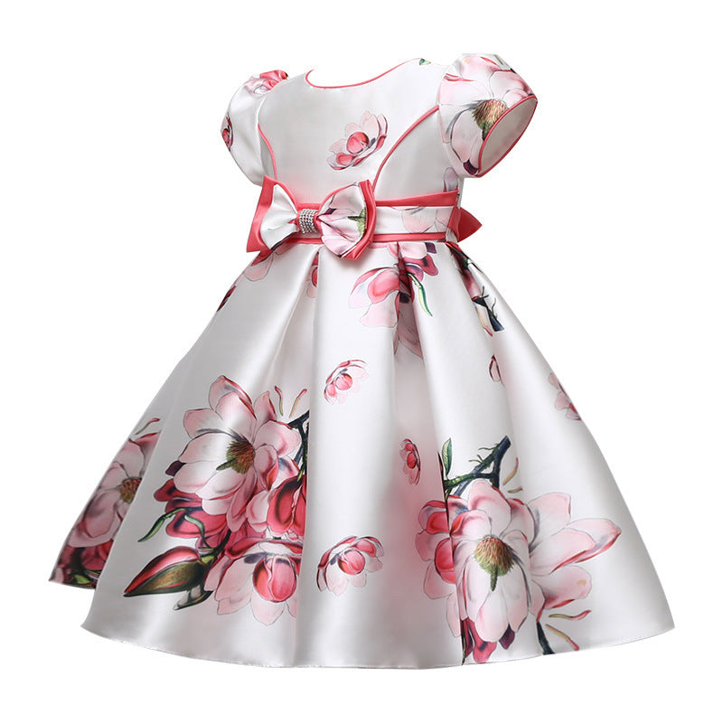 Girls' Vest Print Princess Dress Banquet