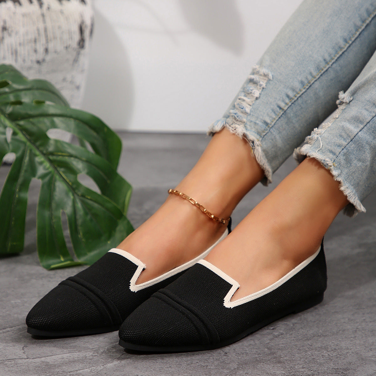 Large Size Flats Female Pointed-toe Fashion Leisure Slip On Pumps