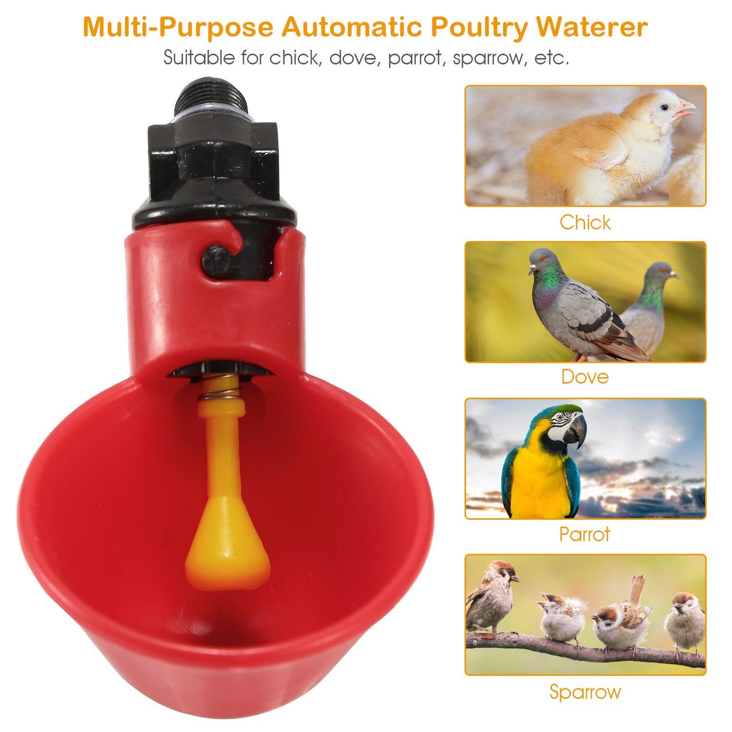 20 Pack Chicken Waterer Automatic Poultry Waterer Chicken Drinker Cups With Mounting Joint For Chicken Poultry