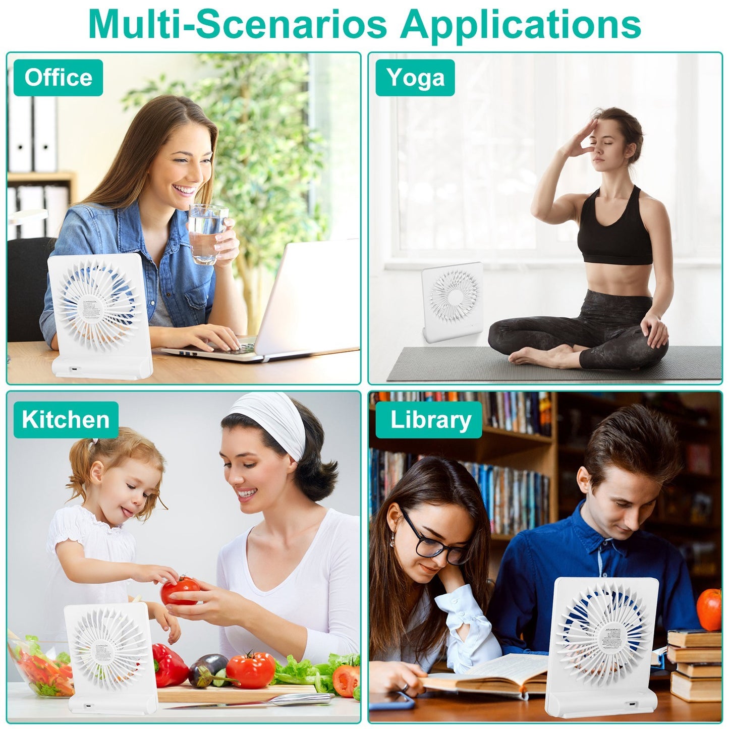 Portable Desk Fan USB Rechargeable Table Cooling Fan Quiet 5 Blades Desktop Fan With 3 Speeds Ajustment For Bedroom Office