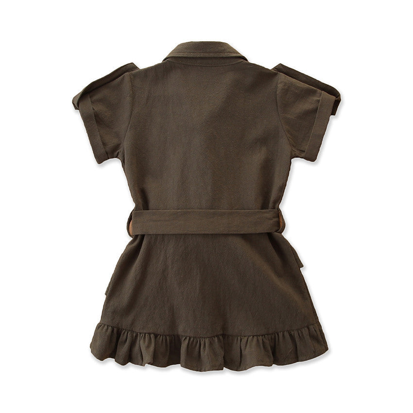 Girls' Flounce Short-sleeved Dress