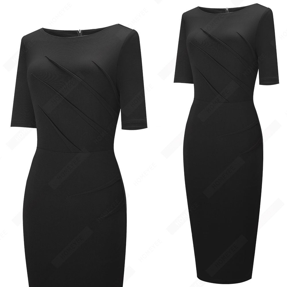 Short-Sleeved Pencil Skirt With Hips And Waist