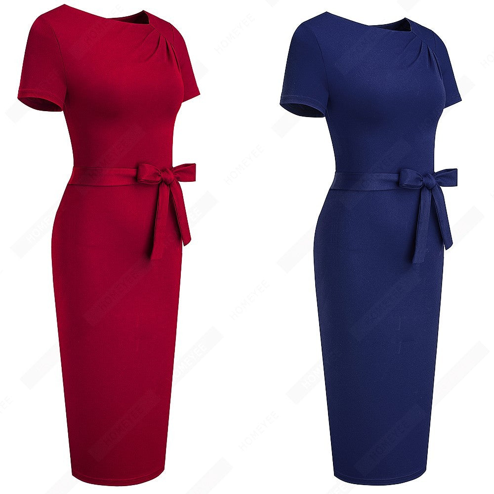 Spring And Summer Fashion Lace Oblique Collar Bag Hip Dress Sexy Ruffle Stitching Slim Pencil Skirt