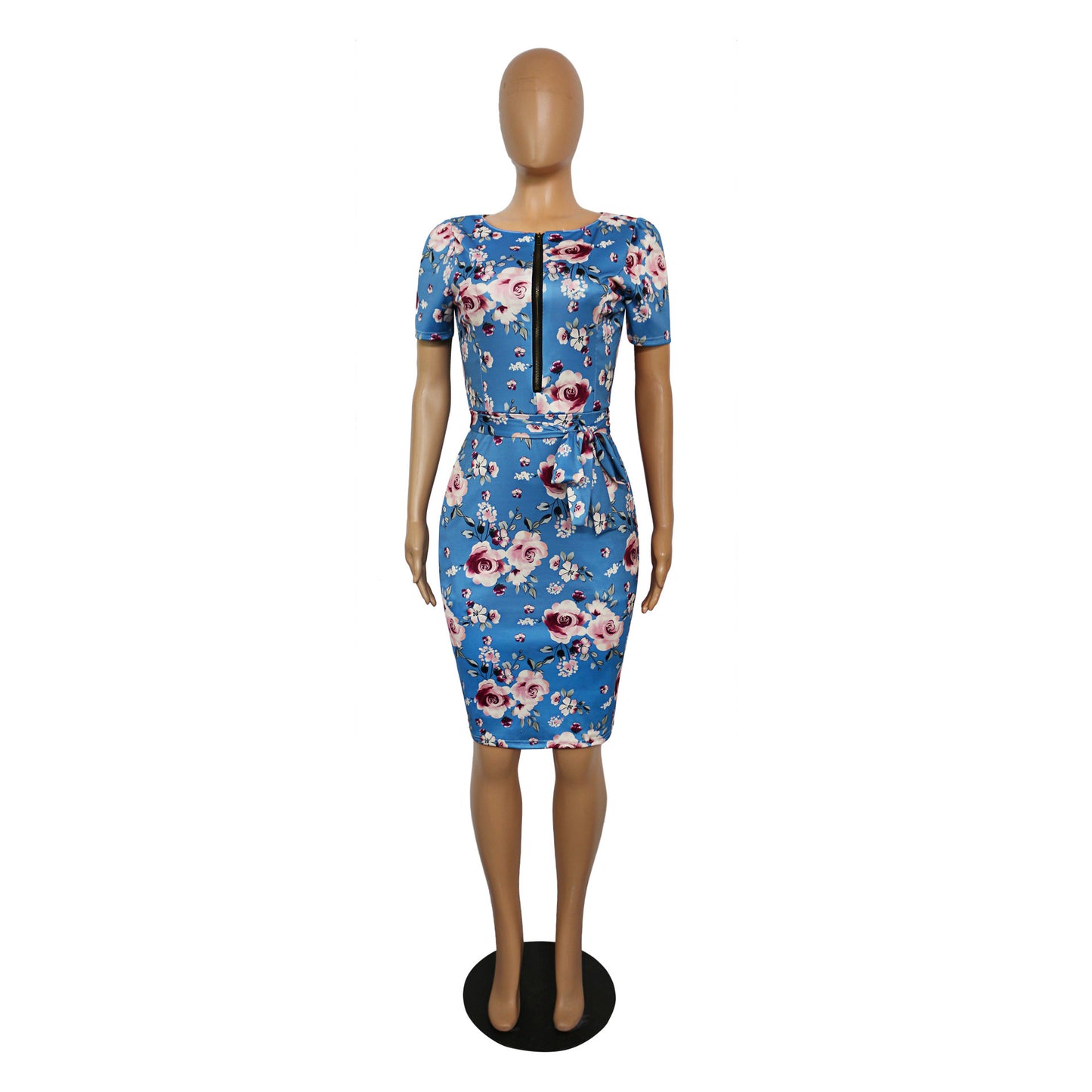 Corset Knee Length Slim Fit Short Sleeve Pencil Skirt