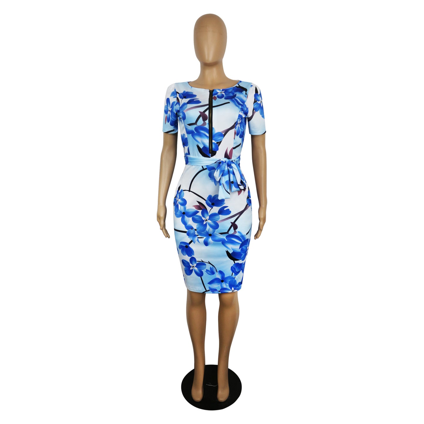 Corset Knee Length Slim Fit Short Sleeve Pencil Skirt
