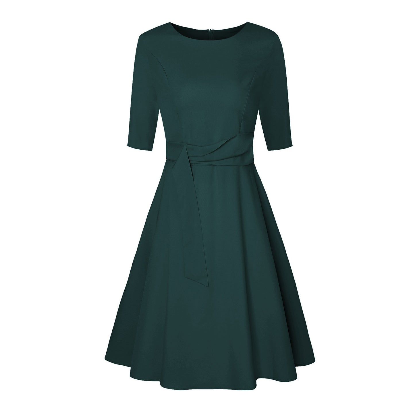Mid-sleeve Lace-up Waist Dress