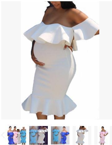 Ordinary Round Midi Skirt European And American White Solid Color Maternity Dress