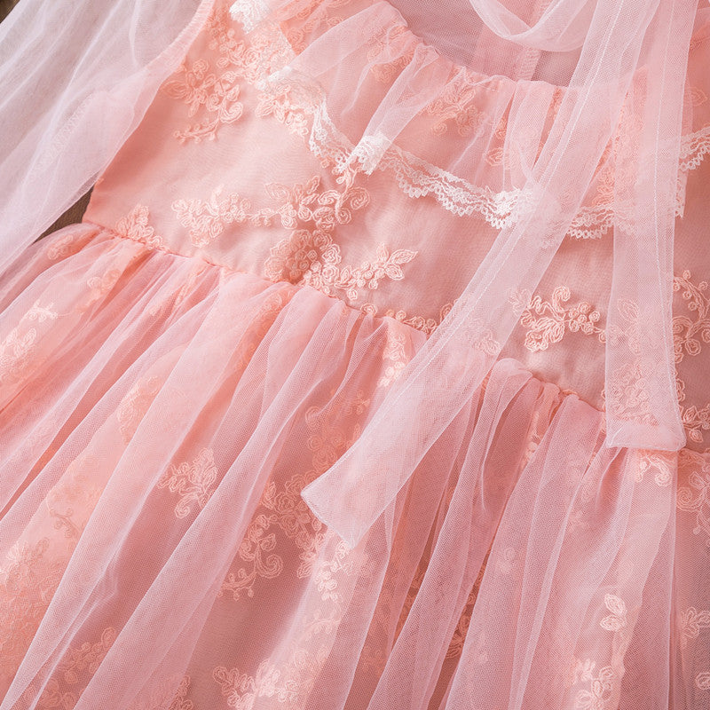 Children's Princess Dress Girls Long-Sleeved Puffy Gauze Dress