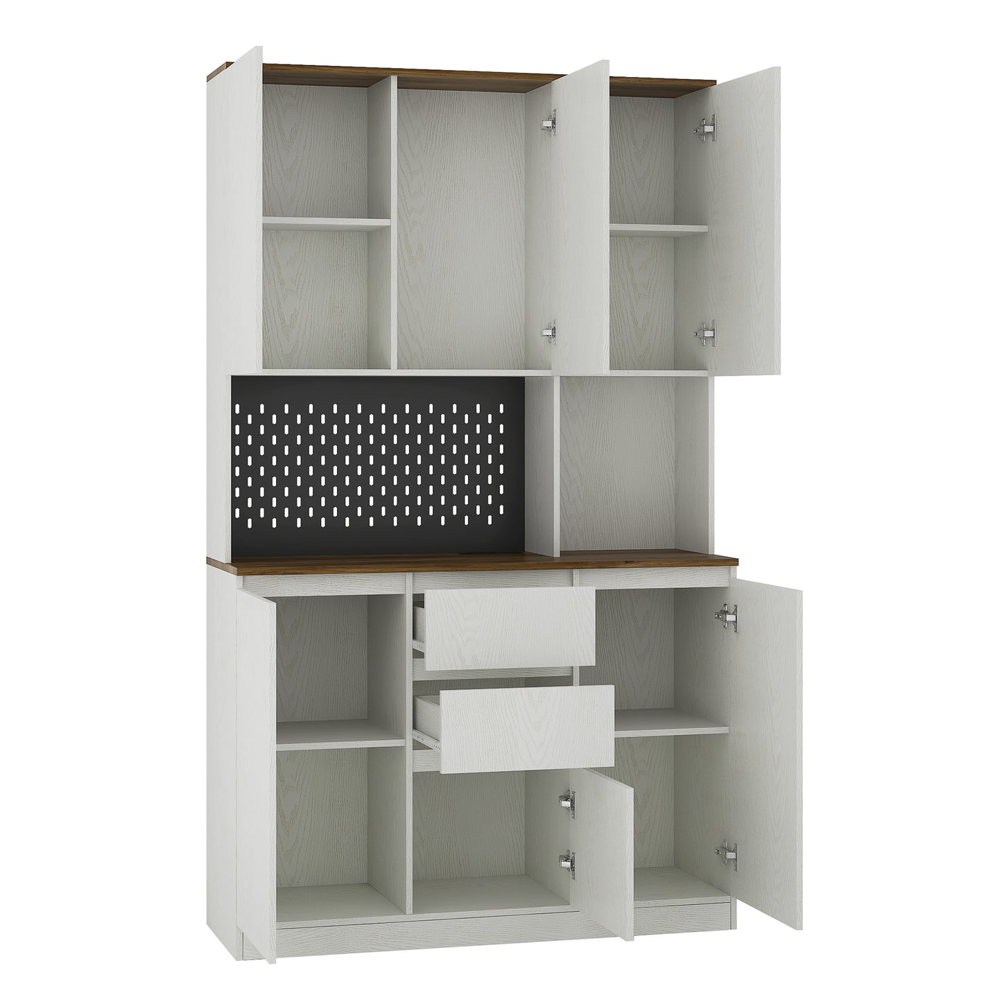 Kitchen Pantry Cabinet With Charging Station,Freestanding Buffet Cupboards Sideboard With Drawer,with LED Lights,Modern Pantry Cabinet With Microwave Stand For Kitchen,Living Room,Dinning Room