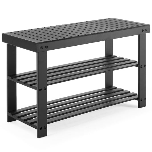 3-Tier Bamboo Shoe Rack Bench, Compact Storage Organizer, 286lb Capacity, Suitable For Entryway Bedroom Living Room Balcony