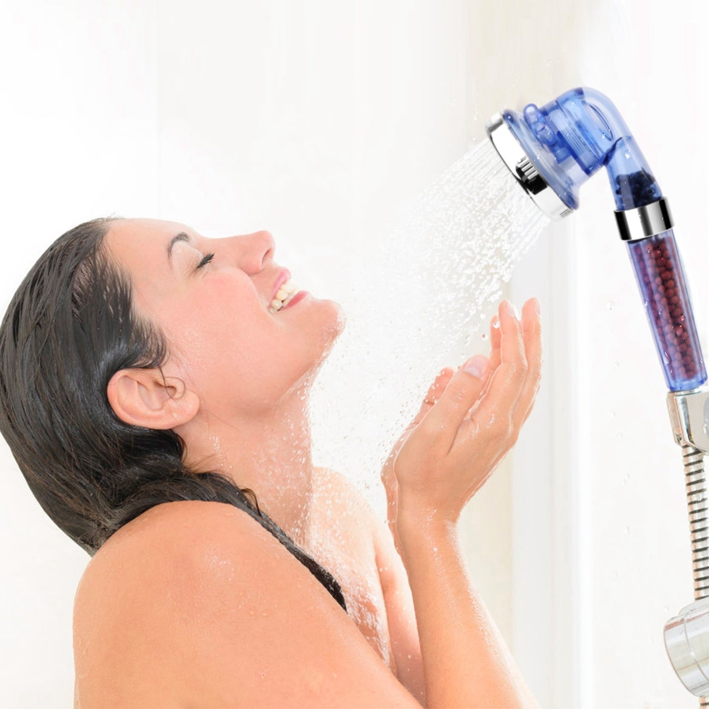 1Pc Ionic Filtration Shower Head High Pressure 3 Mode Stone Water Saving Bath Handheld Shower