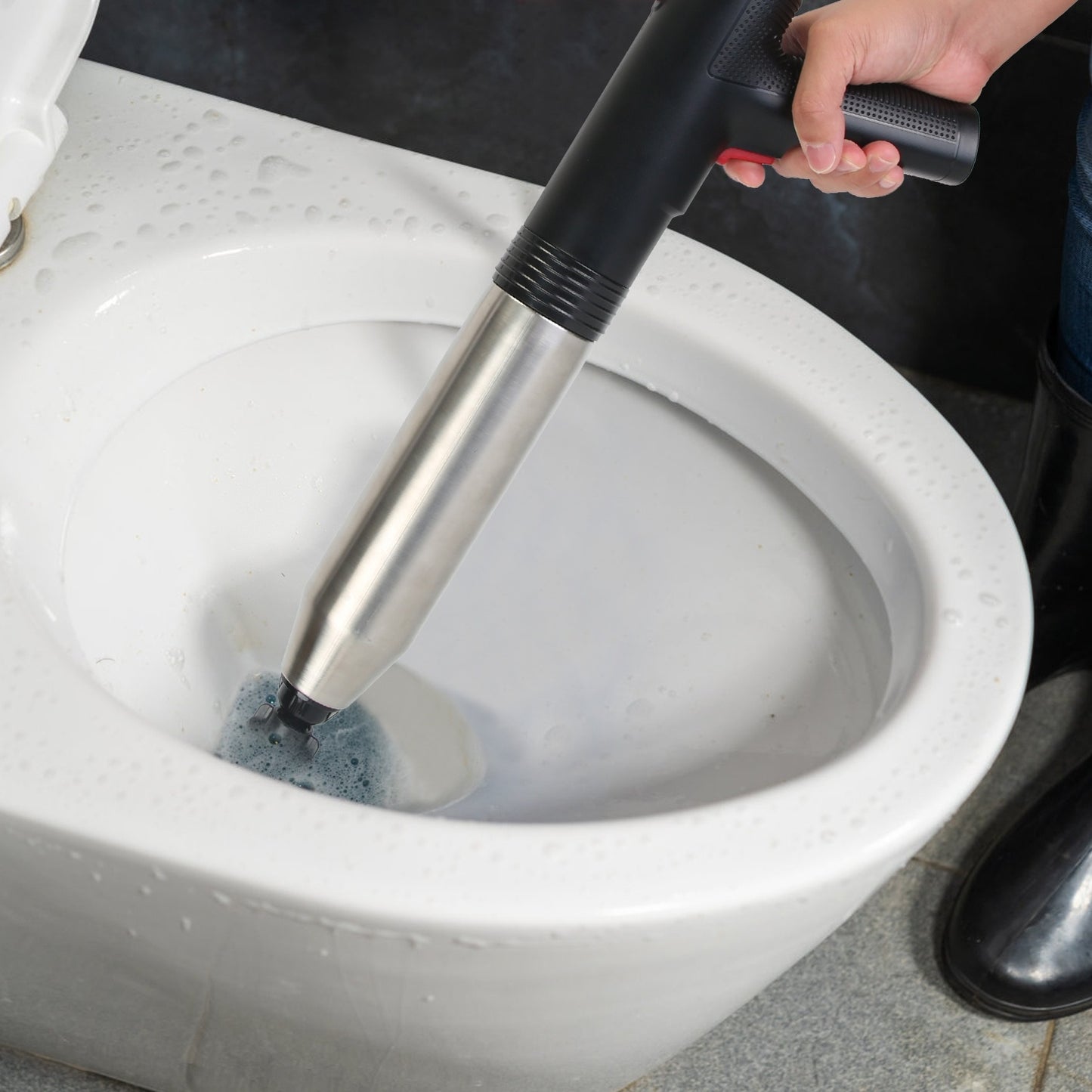 1Pc Electric Toilet Plunger High Pressure Air Plunger Air Drain Blaster Drain Clog Remover With Real Time Pressure Display For Toilets Bathroom Floor Drain Kitchen Sinks Plumbing Clogs