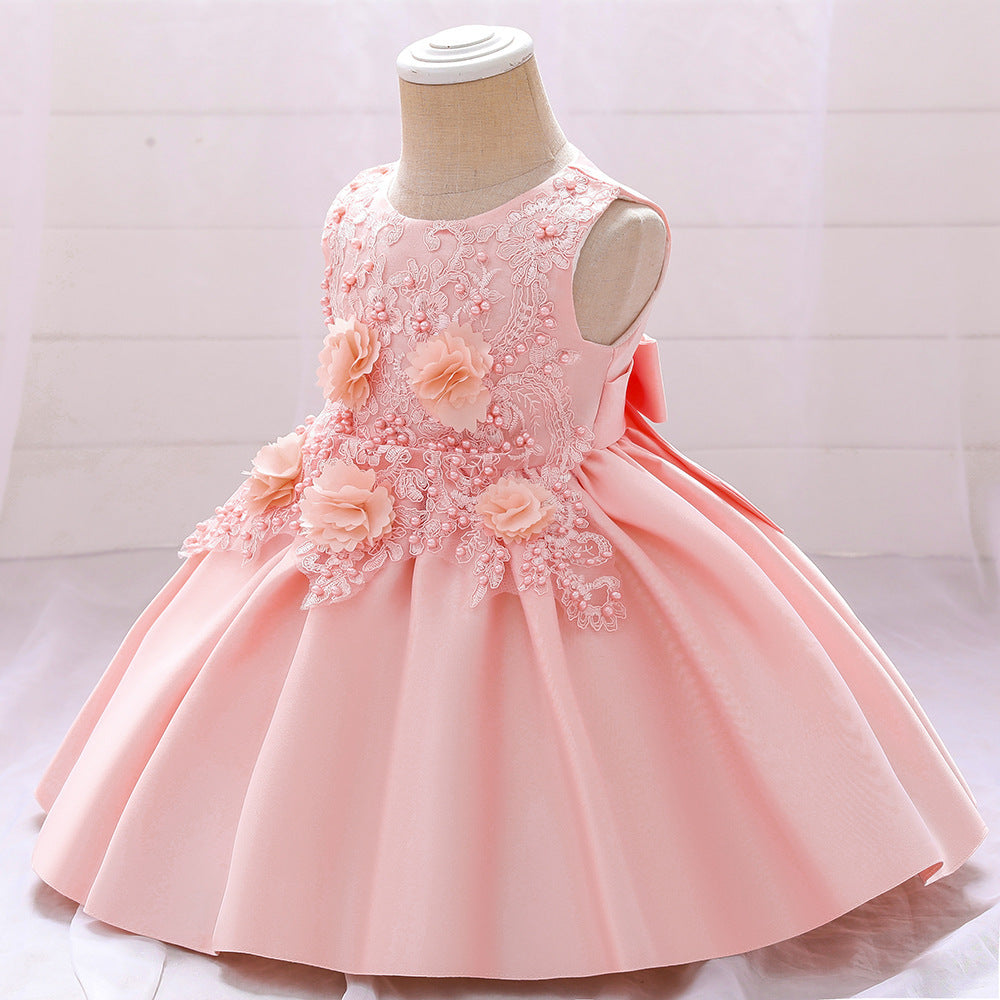 New Babies' Dress Girls Applique Beaded Children Princess Dress