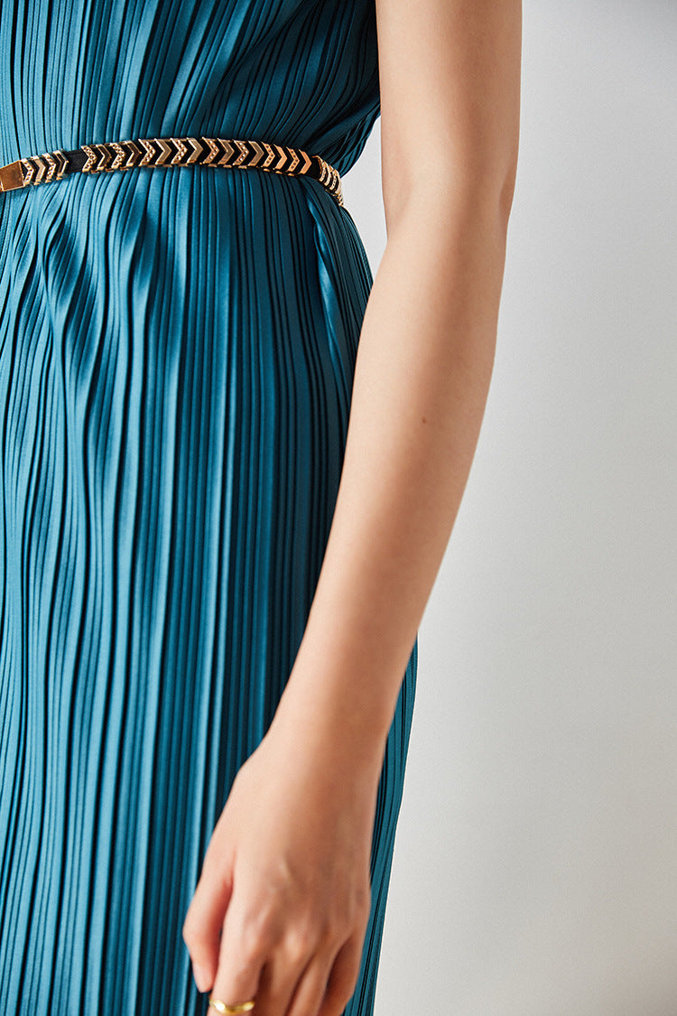 Vintage Inspired Pleated Midi Dress