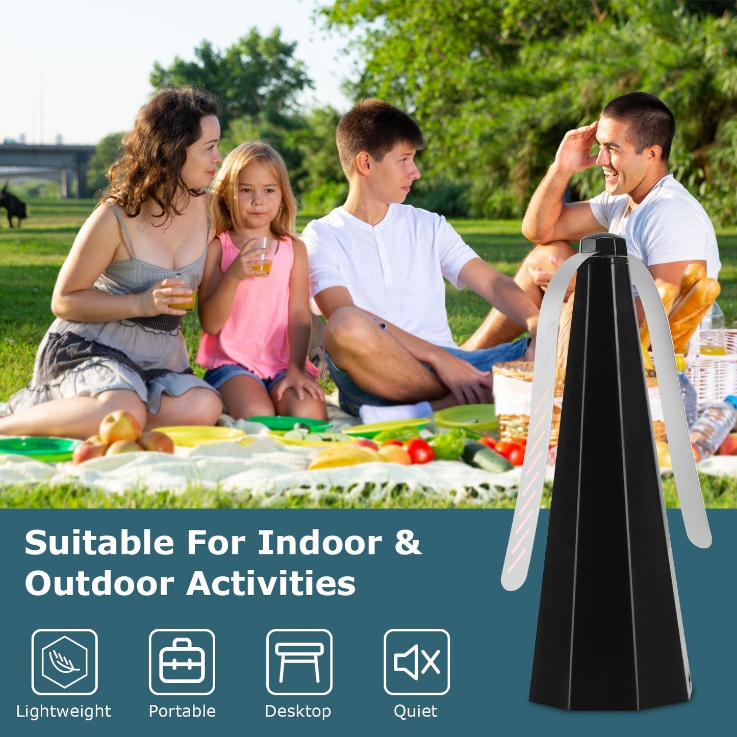 4Pack Fly Table Fans Battery USB Powered Bug Fans Food Fans Fly Table Spinners Traps With Hook For Party BBQ Picnic Camping