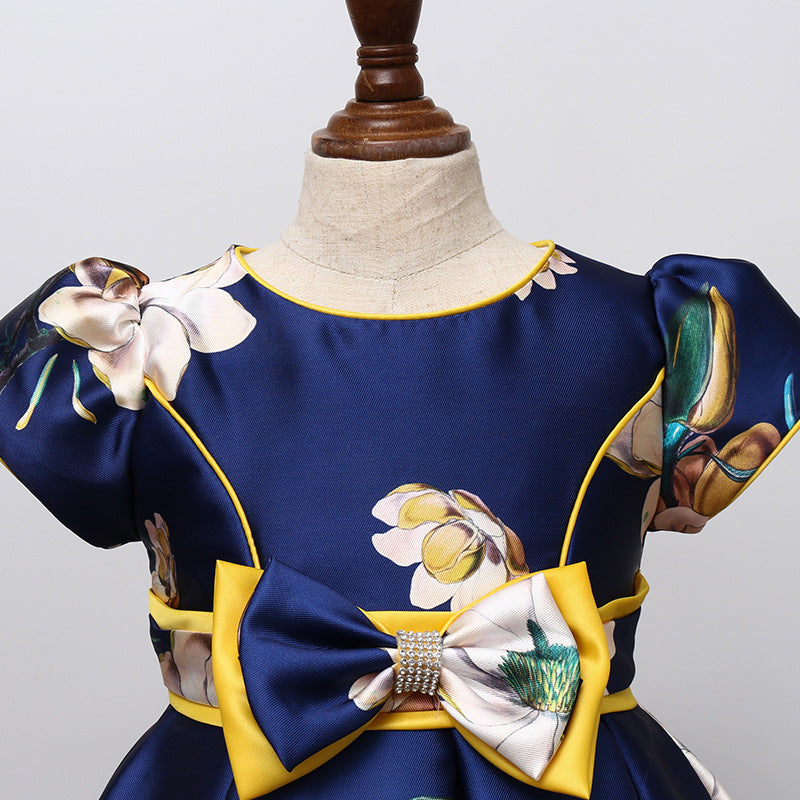 Girls' Vest Print Princess Dress Banquet
