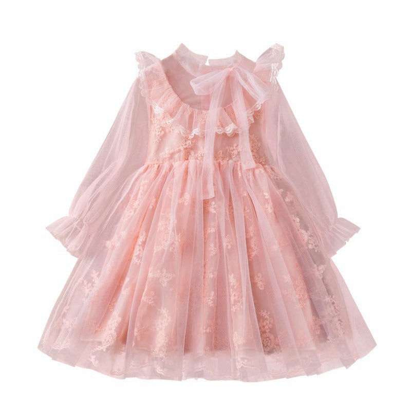 Children's Princess Dress Girls Long-Sleeved Puffy Gauze Dress