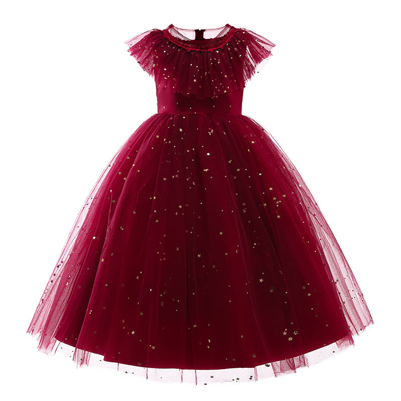 Girls' Shawl Lace Summer Wedding Sequin Dress