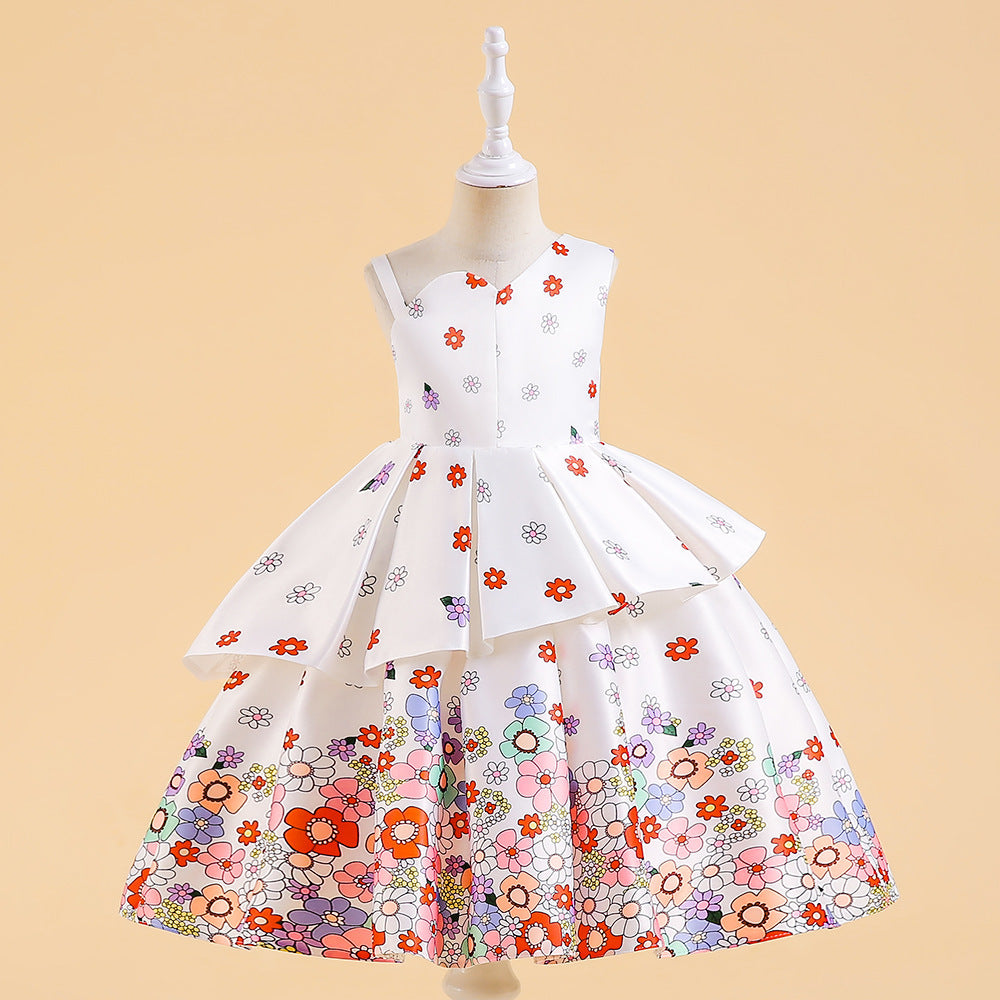 Girls Fashion Casual Flower Print Dress