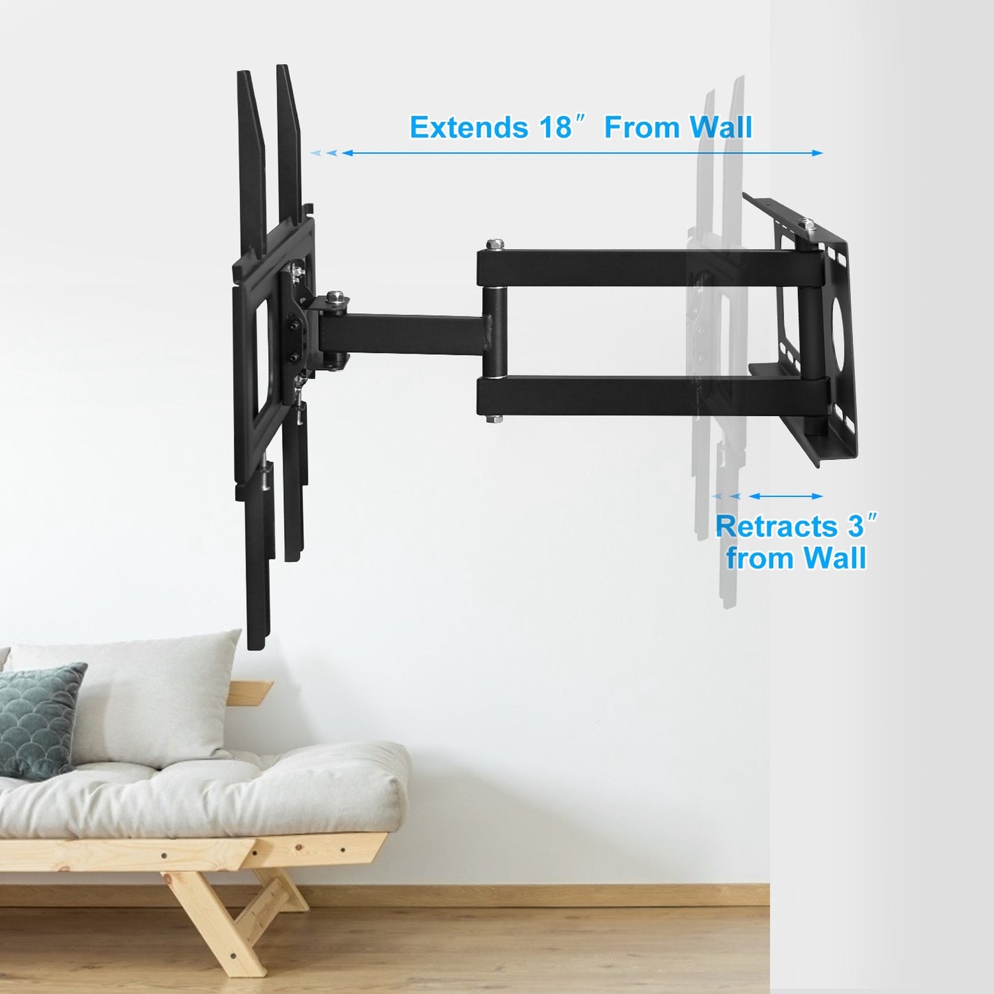 1Pc TV Wall Mount Swivel Tilt Full-Motion Articulating Wall Rack For 32in-55in TVs 99lbs Max Bearing Support VESA Up To 400x400mm