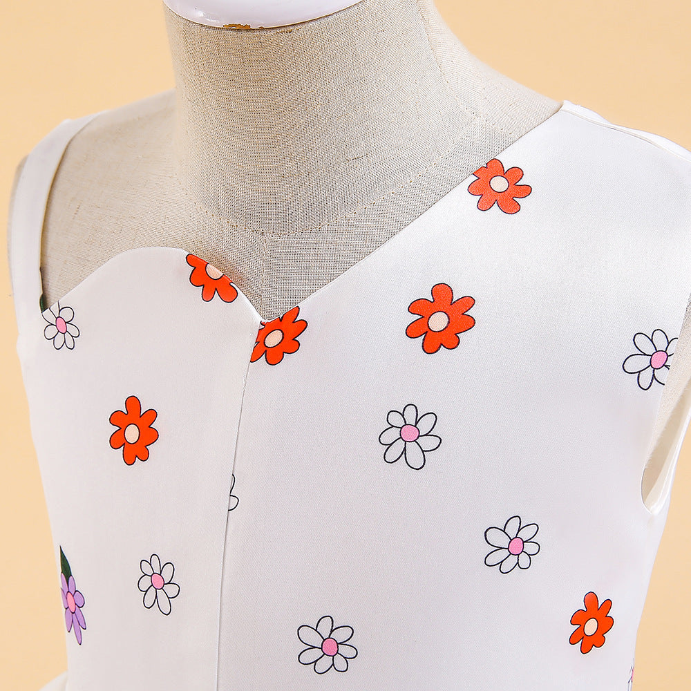 Girls Fashion Casual Flower Print Dress