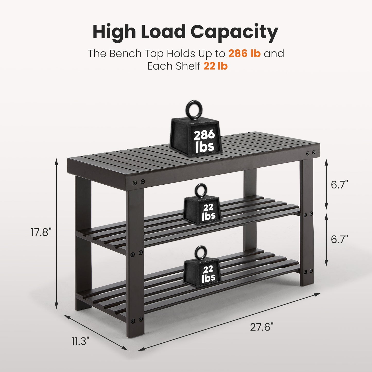 3-Tier Bamboo Shoe Rack Bench, Compact Storage Organizer, 286lb Capacity, Suitable For Entryway Bedroom Living Room Balcony