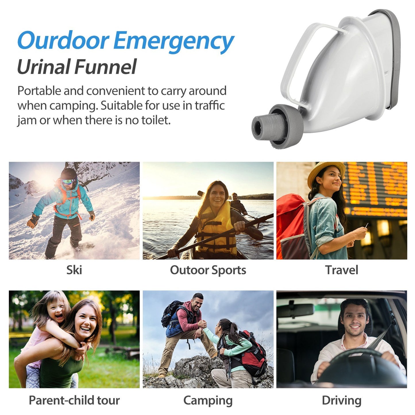 1Pc Unisex Potty Pee Funnel Emergency Urinal Device Portable Male Female Toilet For Car Camping Travel Outdoor
