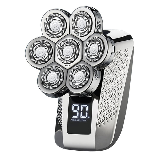 1Pc Head Shavers For Bald Men 5 In 1 7D Electric Rotary Razor Rechargeable Cordless Head Beard Trimmer Shaver Kit IPX6 Waterproof Dry Wet Grooming Kit With 3 Combs