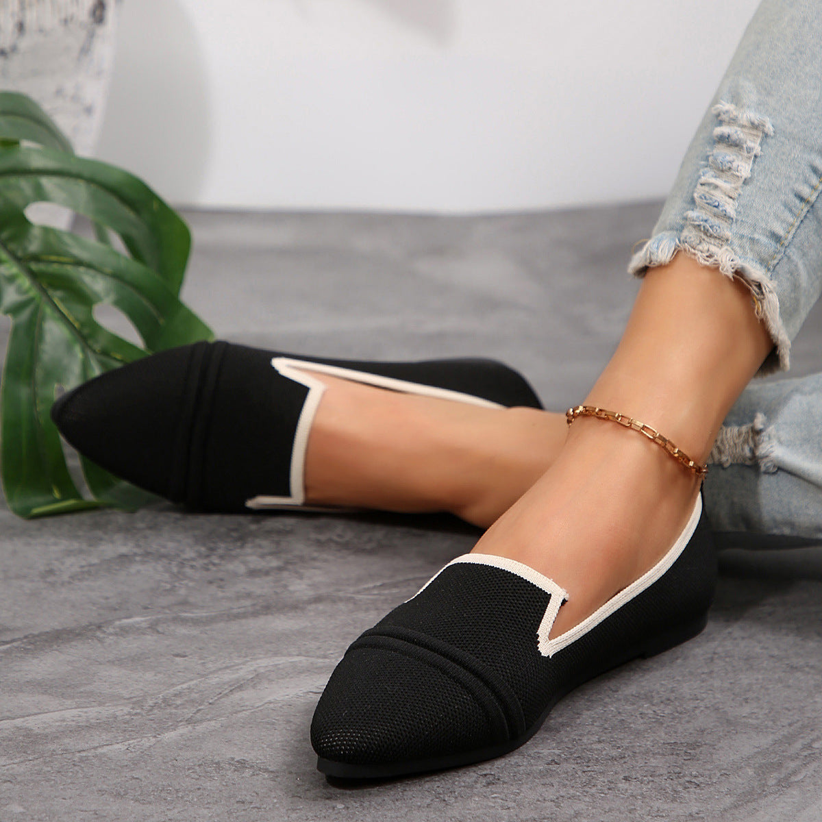Large Size Flats Female Pointed-toe Fashion Leisure Slip On Pumps