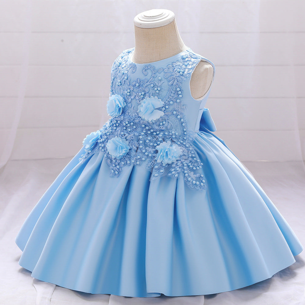 New Babies' Dress Girls Applique Beaded Children Princess Dress