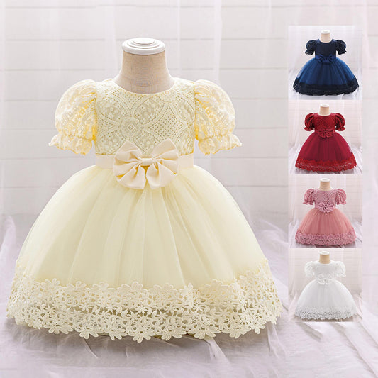 New Girls Embroidered Bow Dress