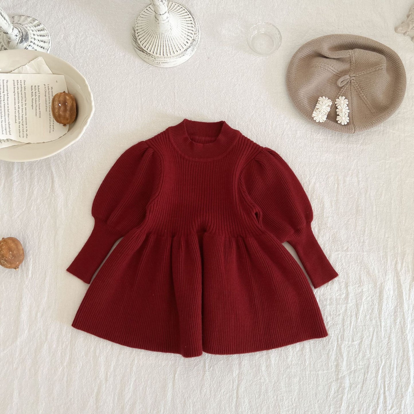 Girls' Western Style Princess Knitted Dress