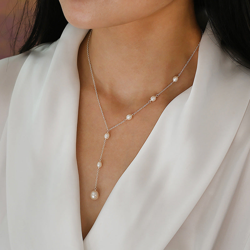 Freshwater Pearl Necklace 925 Silver Design Sense Senior Light Luxury