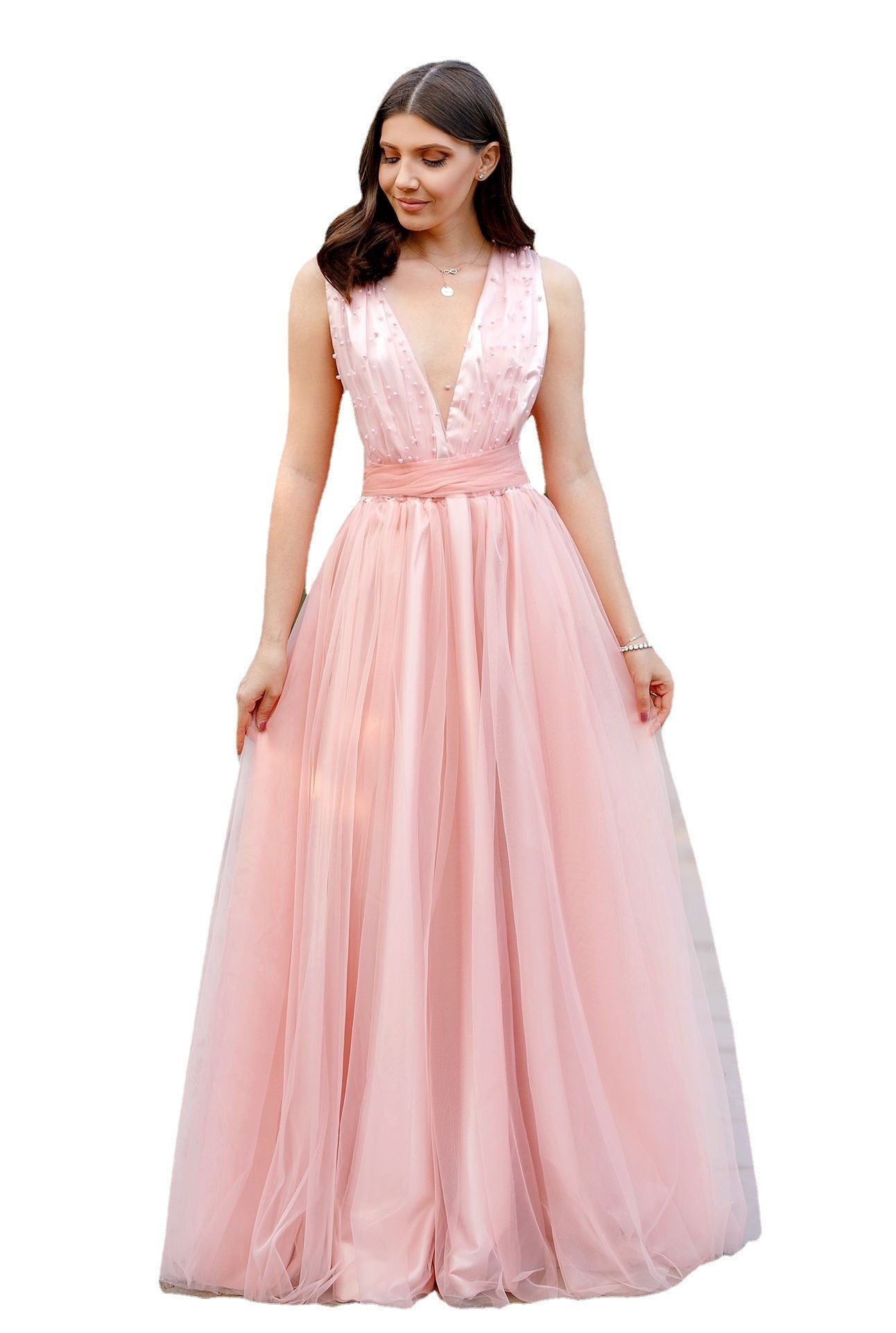 Dunhuang V-neck Sleeveless Dress Slim Fit