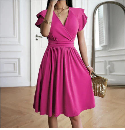 Women's Fashionable Temperament Elegant V-neck Midi Dress