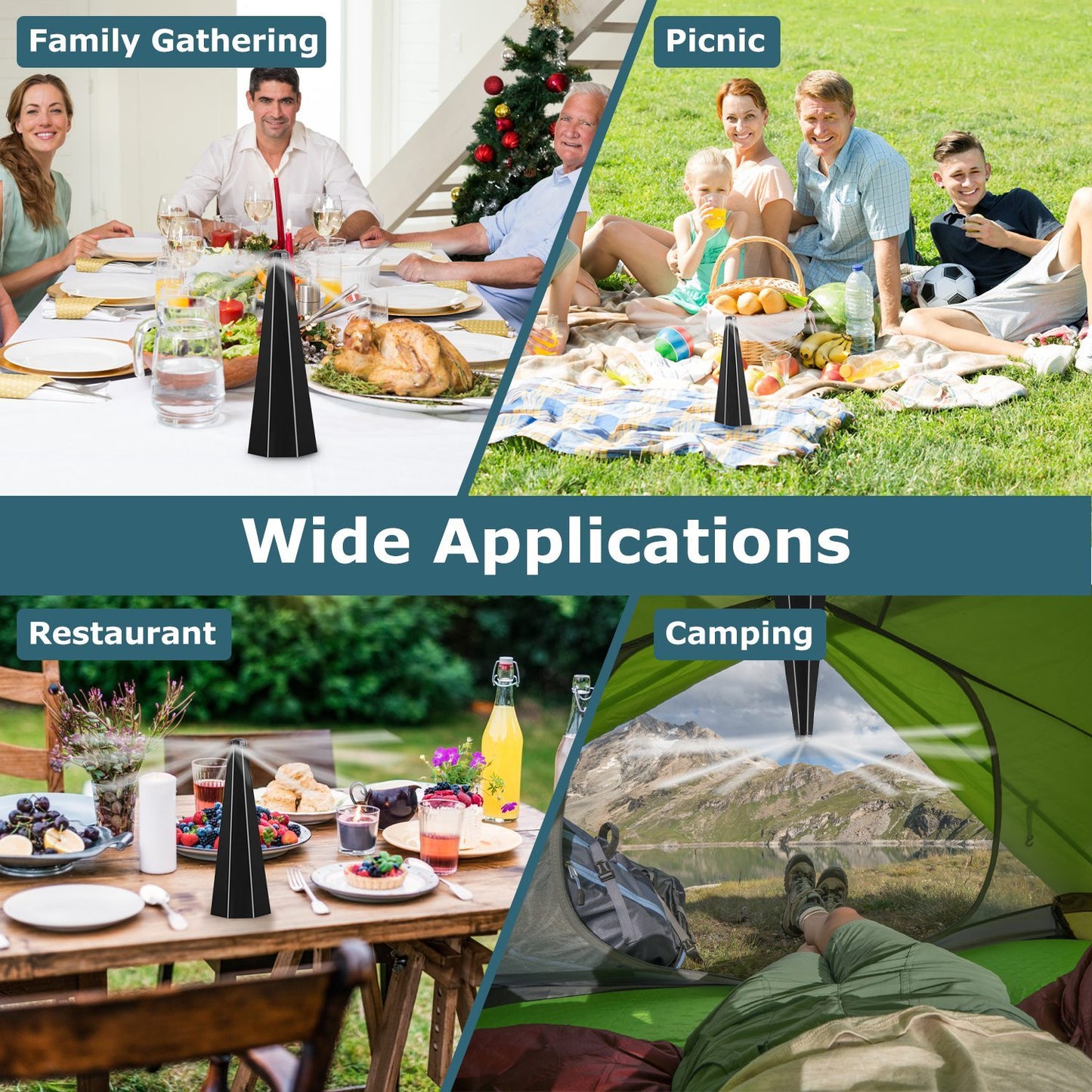 4Pack Fly Table Fans Battery USB Powered Bug Fans Food Fans Fly Table Spinners Traps With Hook For Party BBQ Picnic Camping