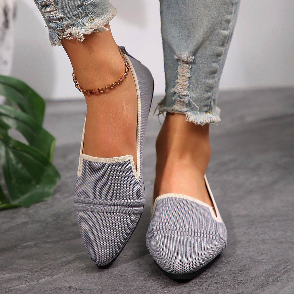 Large Size Flats Female Pointed-toe Fashion Leisure Slip On Pumps