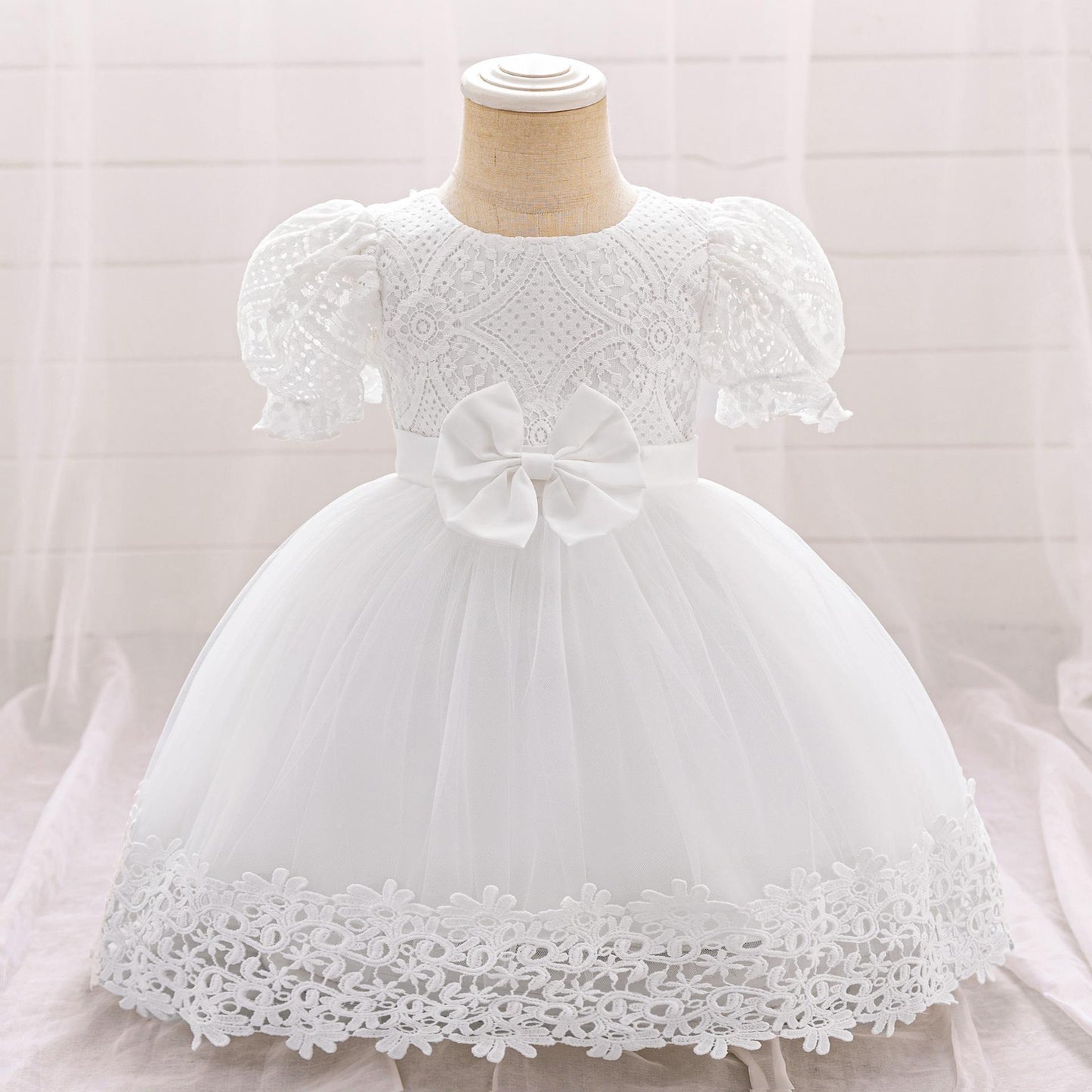 New Girls Embroidered Bow Dress