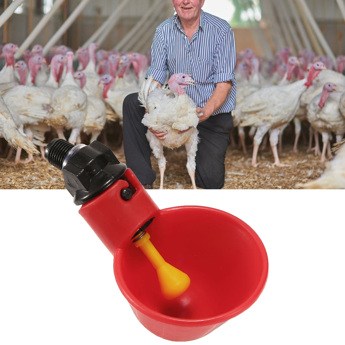 20 Pack Chicken Waterer Automatic Poultry Waterer Chicken Drinker Cups With Mounting Joint For Chicken Poultry