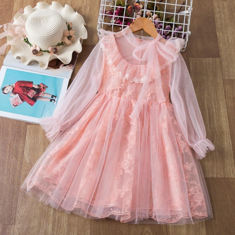 Children's Princess Dress Girls Long-Sleeved Puffy Gauze Dress