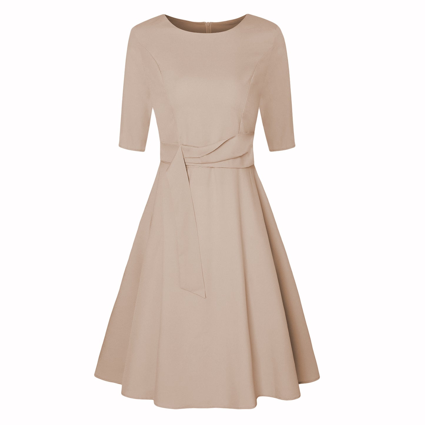Mid-sleeve Lace-up Waist Dress