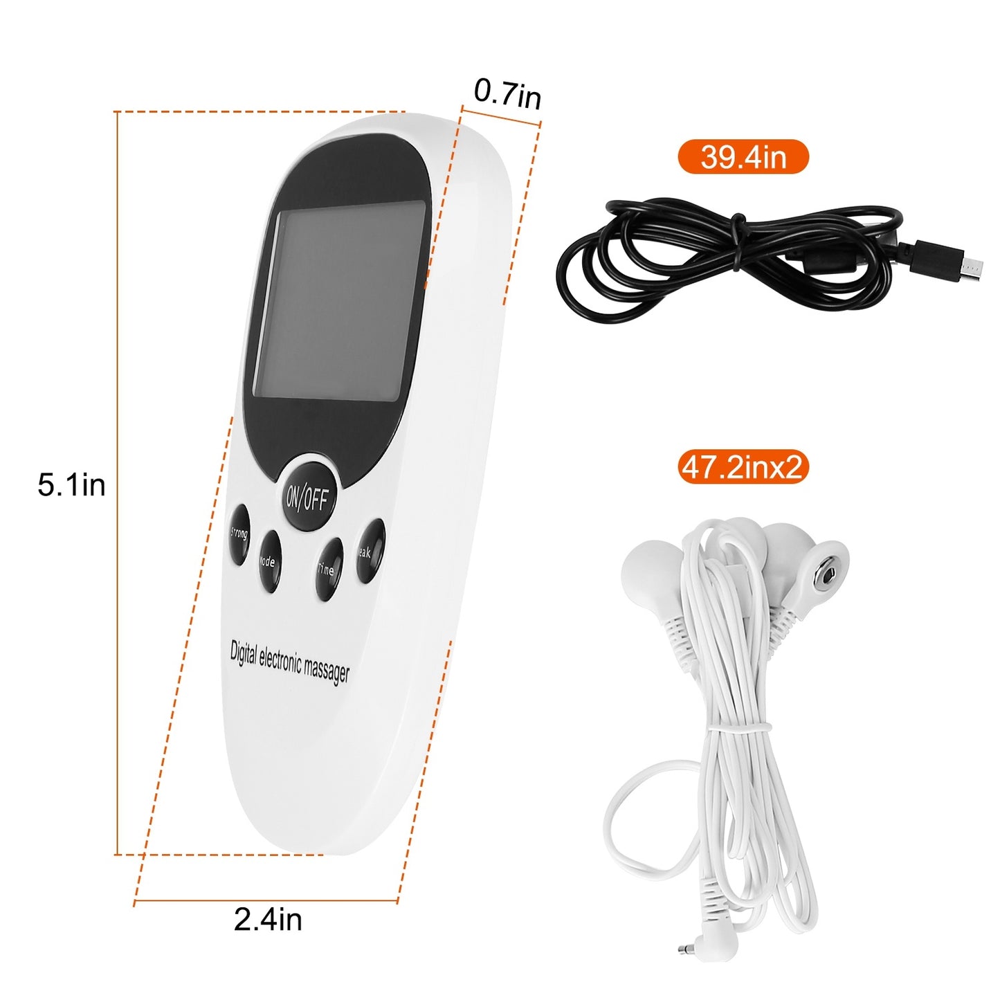 1Pc Electric Muscle Stimulator Dual Channels With 8 Electrode Pads Pulse Massager Pain Relief Therapy Tens Device
