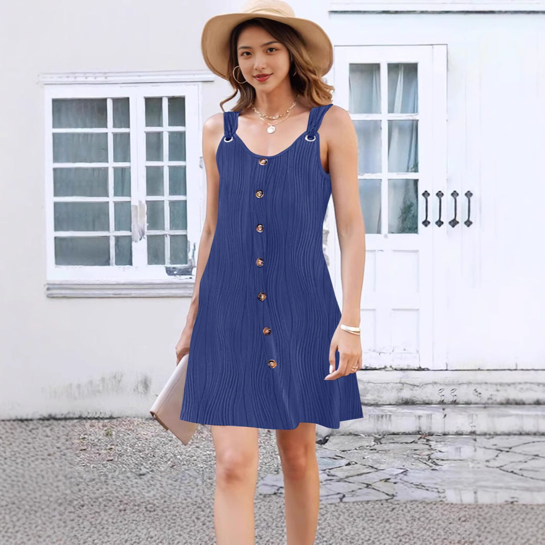 Summer European And American Sling Slim Knit Dress