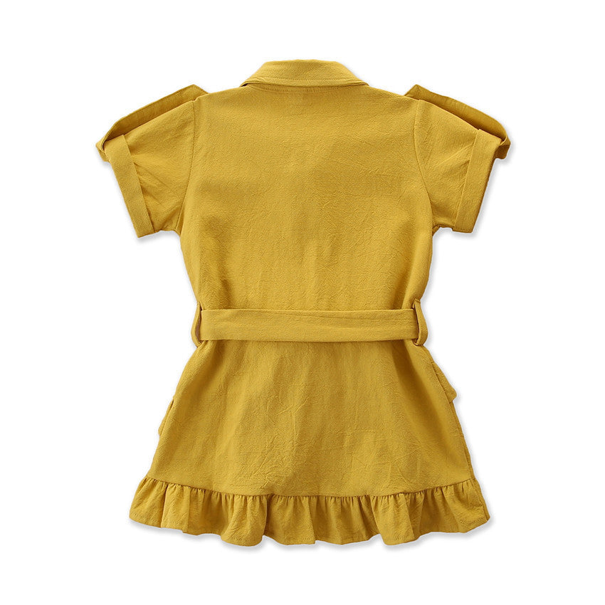 Girls' Flounce Short-sleeved Dress