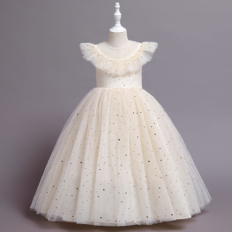 Girls' Shawl Lace Summer Wedding Sequin Dress