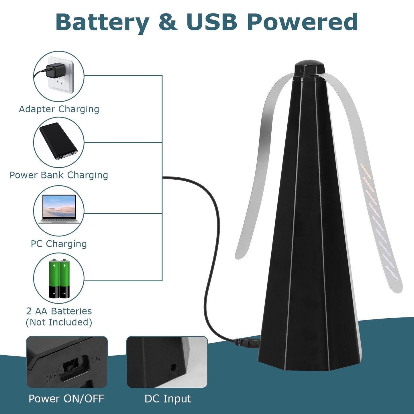 4Pack Fly Table Fans Battery USB Powered Bug Fans Food Fans Fly Table Spinners Traps With Hook For Party BBQ Picnic Camping