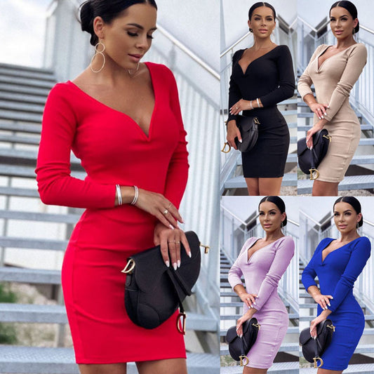 Women's Temperament Midi Skirt Solid Color Dress