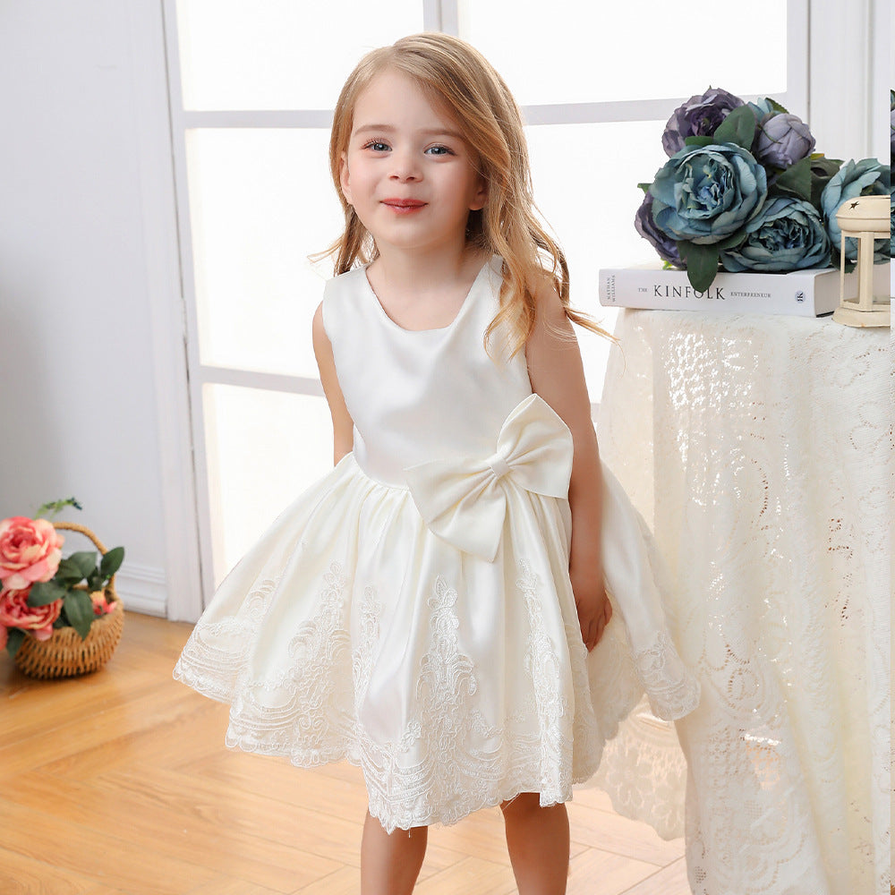 Girls Fashion Short Personalized Bow Dress
