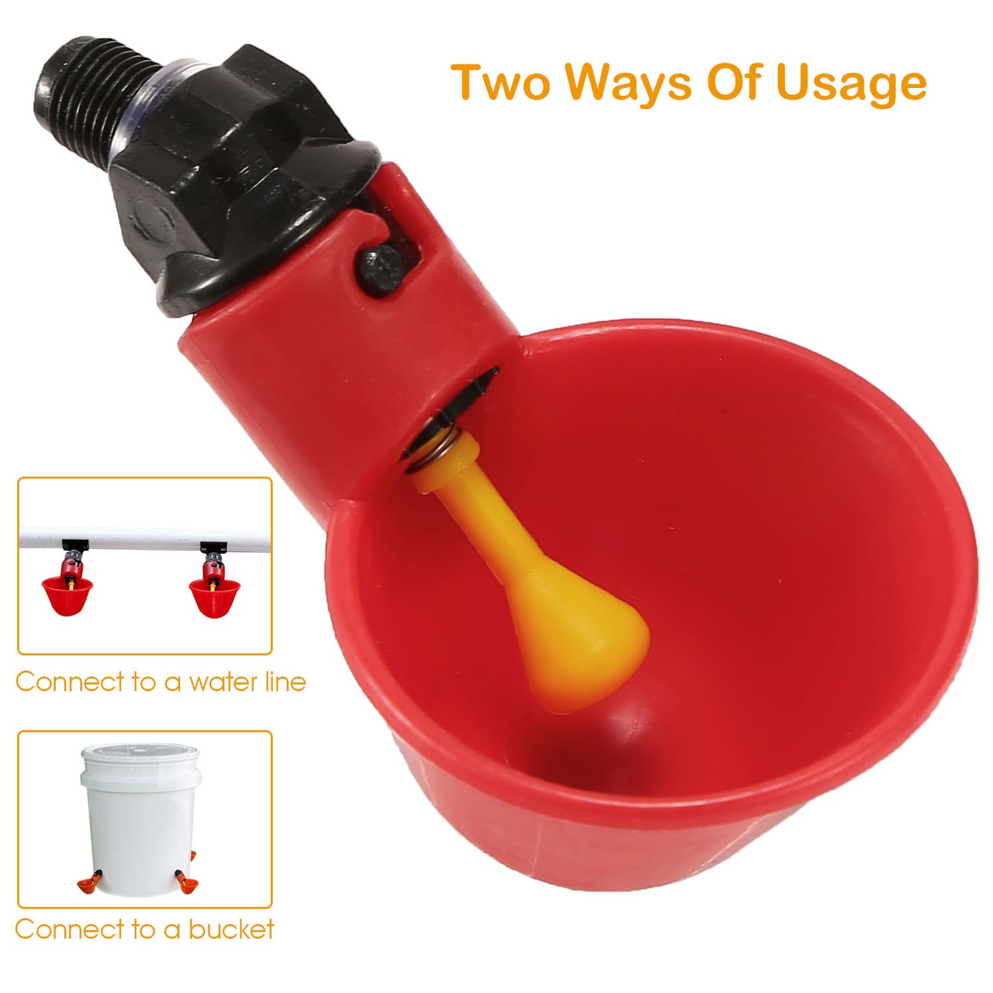20 Pack Chicken Waterer Automatic Poultry Waterer Chicken Drinker Cups With Mounting Joint For Chicken Poultry